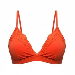 SKIMS Fits Everybody Lace Triangle Bra Bralette XSmall Orange NWOT